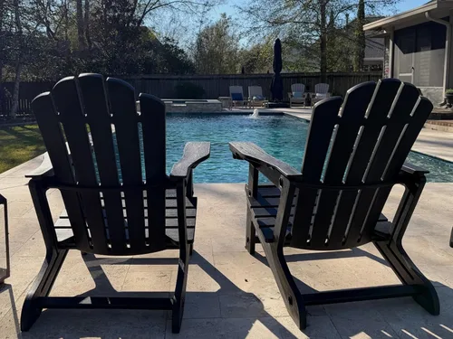 Miniatura 3 de PURPLE LEAF Adirondack Chair Set of 2 HDPE All-Weather Patio Adirondack Chair with 24.6" Oversized Seat Wood-Textured Outdoor Fire Pit Chair with