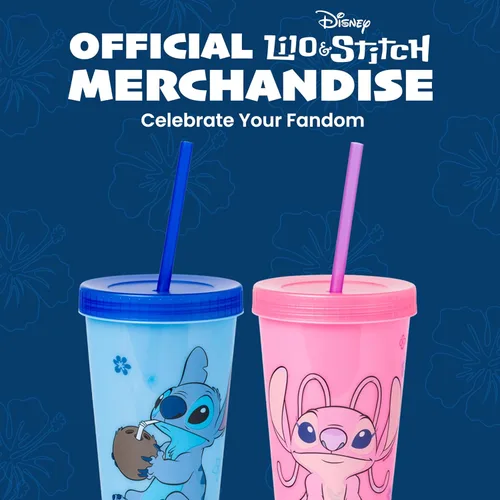 Miniatura 8 de Silver Buffalo Disney Lilo and Stitch Angel Coconut Flowers - Paquete de 2 vasos de plástico que cambian de color, 24 onzas Stitch y ángel
