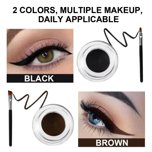 Miniatura 2 de evpct Delineador de ojos de gel negro y marrón 2 en 1, impermeable, a prueba de manchas, para Waterline, juego de pomadas de crema de cejas