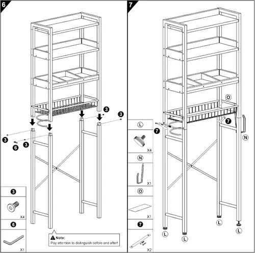 Miniatura 9 de Gabinete de almacenamiento sobre el inodoro, organizador de baño de 4 niveles y almacenamiento con estante ajustable, almohadilla impermeable