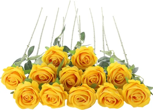 Miniatura 21 de 12 rosas artificiales de terciopelo sintético para decoración del hogar y boda (rosa perla, negro)