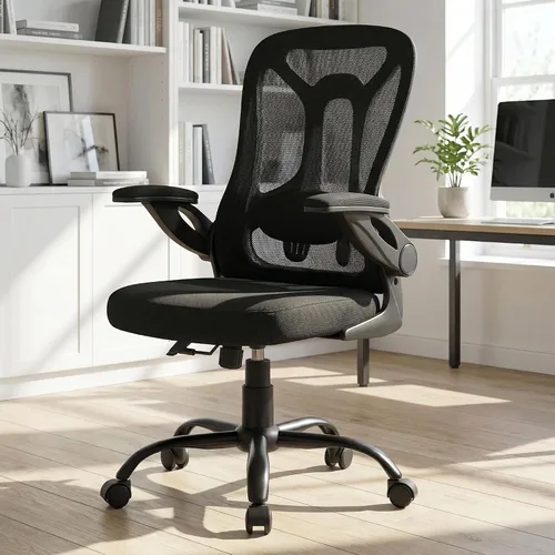 Miniatura 3 de Silla de oficina ergonómica, 300 libras, silla de computadora de malla resistente con soporte lumbar ajustable, brazos abatibles de 90° que ahorran