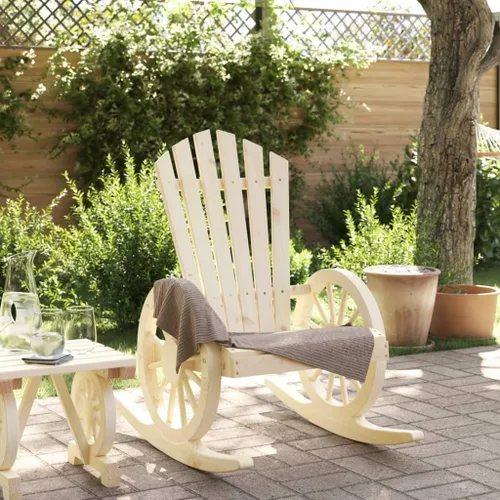 Miniatura 4 de Brown Solid Fir Wood Rocking Adirondack Chair, Ergonomic Design for Patio, Garden, and Balcony Relaxation