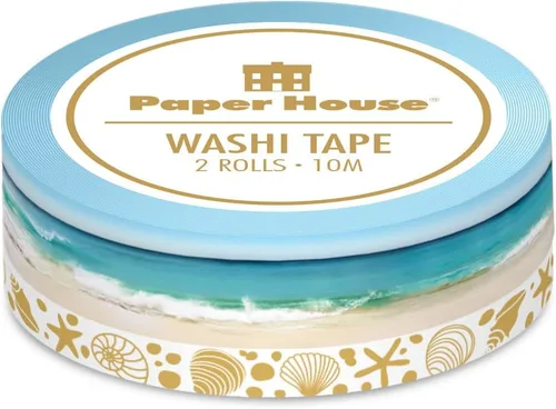 Miniatura 3 de Paper House Productions Sticky Pix Beach Serenity - Juego de 2 rollos de cinta adhesiva Washi para álbumes de recortes y manualidades