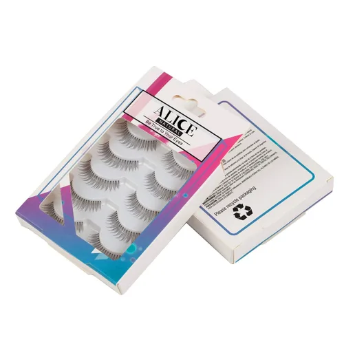 Miniatura 7 de ALICE Pestañas postizas naturales anudadas a mano, 5 pares, paquete múltiple de 110