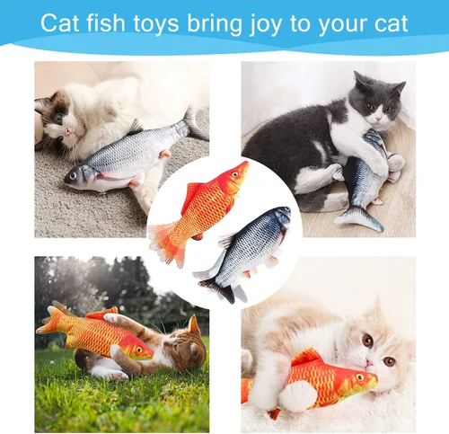 Miniatura 6 de Tocirelo Juguetes para Gatos Pez Saltarín Interactivo con Hierba Gatera, Paquete de 2 Juguetes Interactivos para Gatos de Interior, Juguete Pateador