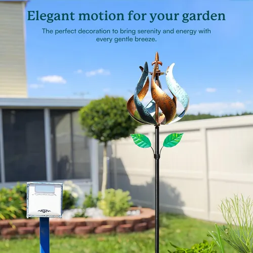 Miniatura 2 de Molinillos de viento para exteriores, tulipán metálico con estaca para patio y jardín, ideas de decoración al aire libre para amantes del jardín