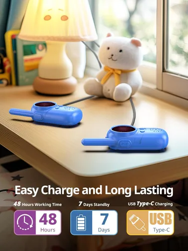 Miniatura 2 de Inspireyes Walkie Talkies para niños, paquete de 2 recargables de largo alcance, juguetes para niños y niñas de 3 a 12 años, juguete de radio de 2