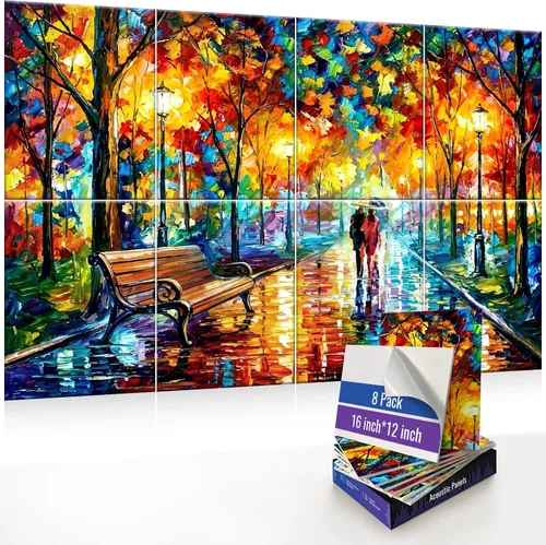 Miniatura 16 de Paquete de 8 paneles acústicos artísticos, paneles decorativos de pared, paneles autoadhesivos de absorción de sonido de 47.2 x 31.4 pulgadas