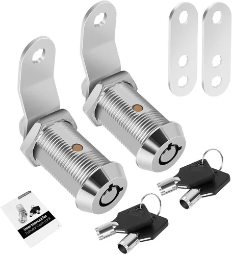 Miniatura 8 de Paquete de 2 cerraduras de caja de herramientas con llaves, cerradura de leva para gabinete de 5/8 pulgadas con llave maestra, cerradura de repuesto