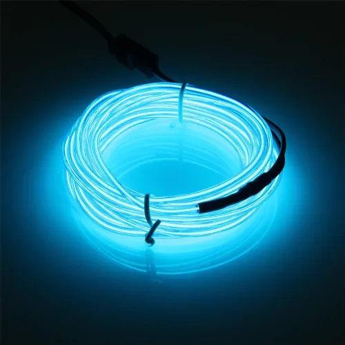 Miniatura 13 de JIGUOOR - Tira de luces de neón brillantes con cable EL y paquete de baterías, de 9.8 pies, 360 ° de iluminación, para bricolaje, festivales, Azul