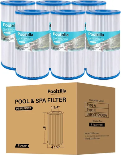 Miniatura 11 de Poolzilla Paquete de 12 cartuchos de filtro de piscina para tipo A o C, compatible con Intex 29000E/59900E, filtros de piscina fáciles de instalar