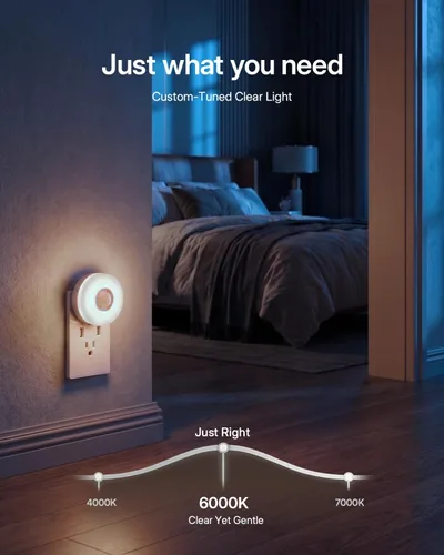 Miniatura 5 de YELKO Luz nocturna con sensor de movimiento, luz nocturna LED antideslumbrante de 6000 K blanca fría, ultra brillante, acogedora, suave,
