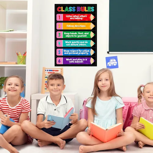 Miniatura 6 de D4DREAM Póster de reglas del aula – 11.2 x 16.5 pulgadas, colorido póster educativo para el aula, para aulas, decoración de jardín de infantes
