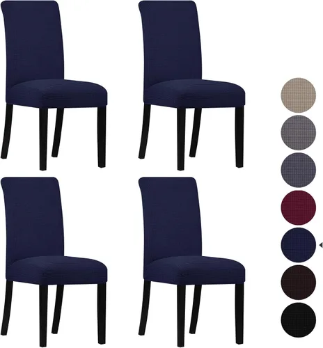 Miniatura 8 de Juego de 4 fundas elásticas para sillas de comedor, fundas para sillas Parsons, extraíbles y lavables, fundas para sillas de cocina para comedor