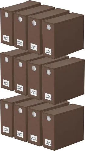 Miniatura 14 de SpaceAid Paquete de 8 Organizadores y Almacenamiento de Sábanas de Cama, Organizador de Sábanas Plegable para Armario de Ropa Blanca, Carpeta Beige