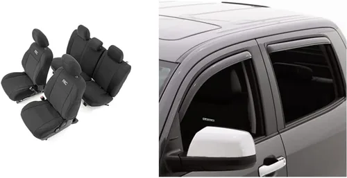 Rough Country Fundas de asiento de neopreno delanteras y traseras para Tacoma 2016-2022 - 91031 y Auto Ventshade [AVS] en el canal Ventvisor |