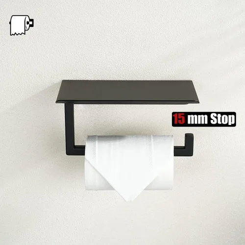 Miniatura 4 de JQK TPH202-PB - Estante para papel higiénico, soporte para rollo de papel higiénico con estante para teléfono, dispensador de papel de seda de acero