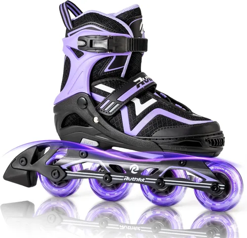 Ruthfot Patines en línea ajustables para niños y niñas con ruedas de luz completa, patines para exteriores para niños y mujeres