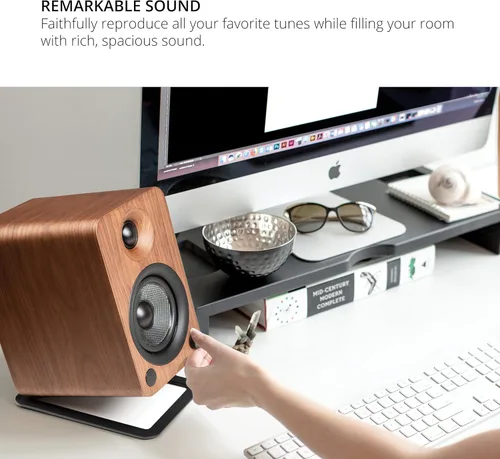 Miniatura 4 de Kanto YU4WALNUT Altavoces Amplificados con Bluetooth y Preamplificador de Phono Integrado Modo de Espera y Encendido Automático Control Remoto