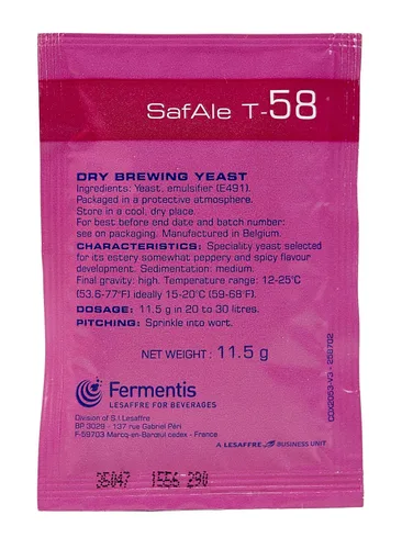 Fermentis SafAle T-58 - Levadura de cerveza/cerveza Ale - Paquete de 1 - Con garantía de frescura North Mountain Supply