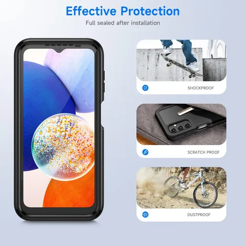 Miniatura 7 de seacosmo Diseñada para funda de teléfono Galaxy A14 5G, cubierta de cuerpo completo a prueba de golpes, con protector de pantalla integrado, funda