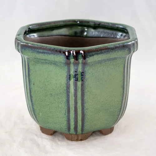 Miniatura 3 de Maceta Shohin para bonsái con malla, hexagonal, color verde oscuro, 4.25 x 4.25 x 3.25 pulgadas