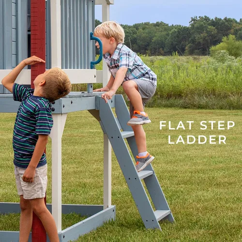 Miniatura 8 de Backyard Discovery Beacon Heights - Casa de juegos elevada de madera de cedro para niños con tobogán ondulado, cocina de juegos, cubierta