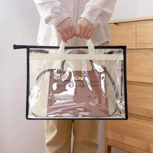 Miniatura 9 de Gcroet Bolsa de almacenamiento transparente antipolvo para colgar en el armario con cremallera y asa, bolsa de almacenamiento que ahorra espacio
