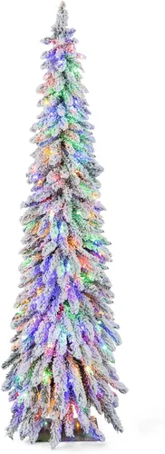 Miniatura 23 de Goplus Árbol de Navidad negro sin luz de 7.5 pies, árbol de Halloween artificial con 1258 puntas de rama, soporte de metal, árbol completo