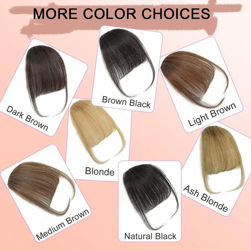 Miniatura 7 de Flequillo con clip de cabello 100 % humano, cortina de adelgazamiento de aire para mujer, plana natural, curvada, delgada, falsa rubio ceniza