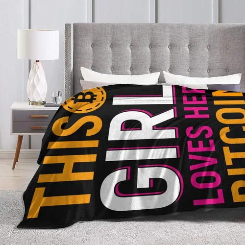 Miniatura 4 de Manta de franela con texto en inglés «This Girl Loves Her Bitcoin» para sofá o cama, suave y cómoda, de 40 x 30 pulgadas, antibolitas