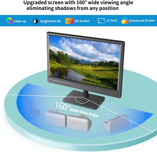 Miniatura 2 de Jexiop TV de 17 pulgadas, pequeño televisor de pantalla plana con sintonizador digital ATSC, puerto HDMI y USB en doble potencia, cable de cargador