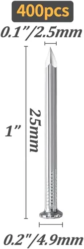 Miniatura 2 de Clavos de hormigón de 1 pulgada para paredes de mampostería y cemento, 400 clavos de ladrillo de acero galvanizado para colgar imágenes con caja