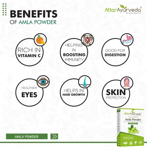 Miniatura 6 de Attar Ayurveda Pure Amla Powder para el crecimiento del cabello 100% puro y natural, sin conservantes reduce la apariencia de manchas en la piel