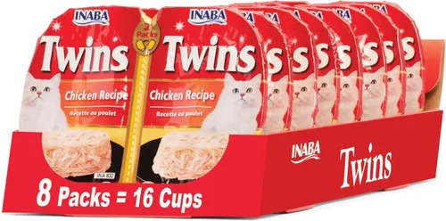 Miniatura 8 de INABA Gemelos para gatos, plato de gelée de pollo rallado y caldo con extracto de té verde, 1.23 onzas por porción, 16 porciones, receta de atún
