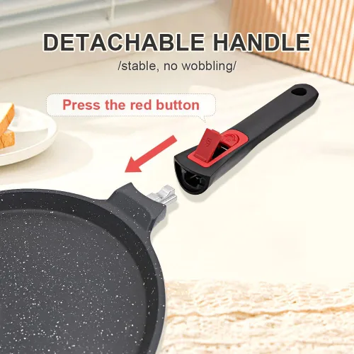 Miniatura 2 de Sartén antiadherente para crepas con mango desmontable, sartén para tortilla Dosa Tawa de aluminio fundido de 8 pulgadas, compatible con inducción