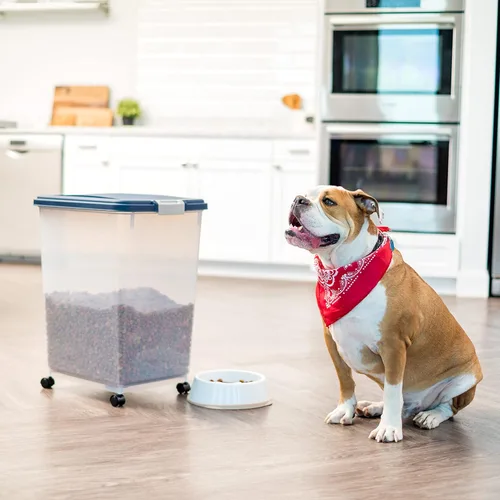 Miniatura 5 de IRIS USA - Recipiente hermético de 50 libras/69 cuartos de galón. IRIS USA WeatherPro - Contenedor hermético para alimentos para mascotas, con Azul