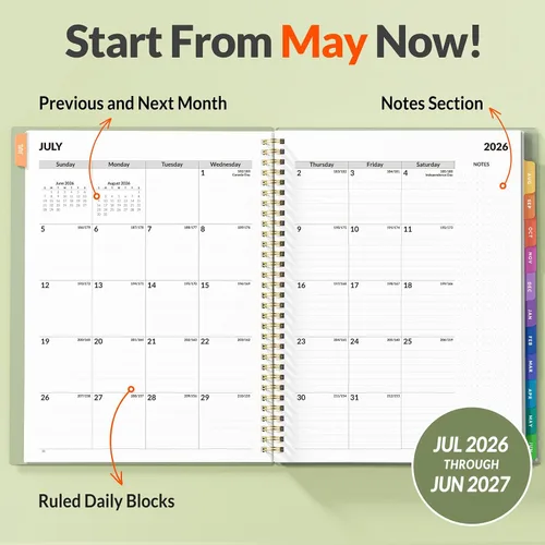Miniatura 54 de SUNEE Libro de citas 2026-2027, trimestral por hora, semanal y mensual, de julio de 2026 a junio de 2027, planificador académico de 6.4 x 8.3