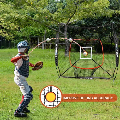 Miniatura 4 de Storgem 6'X6' Baseball Softball Practice Net, Portable Baseball Net for Batting, Hitting, Pitching and Fielding, Carry Bag, Strike Zone and Batting
