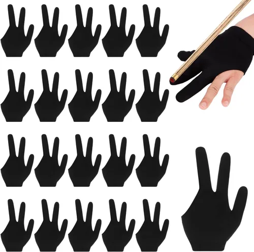 OMISTAR 50 guantes de billar, guantes de piscina con 3 dedos, guantes para mano izquierda y derecha, guantes transpirables negros para hombres y