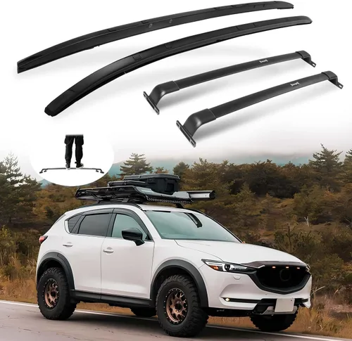 Bastidores de techo mejorados de 220 LBS y rieles laterales para Mazda CX5 CX-5 2017-2025, aleación de aluminio completa, un juego incluye 2 barras