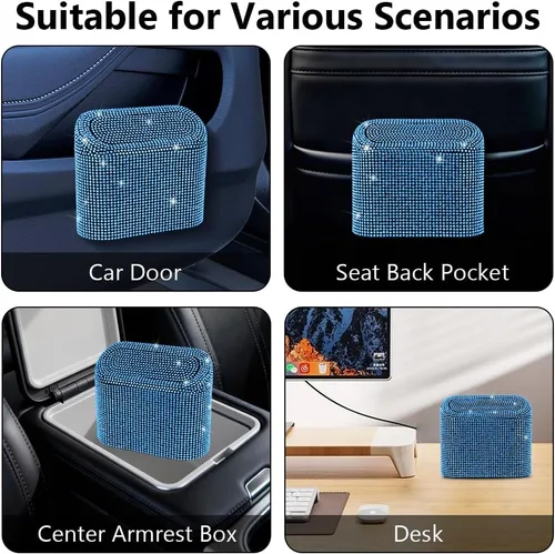 Miniatura 4 de eing Cubo de basura para automóvil con tapa, mini cubo de basura para vehículos, organizador de basura para automóvil, contenedor de basura