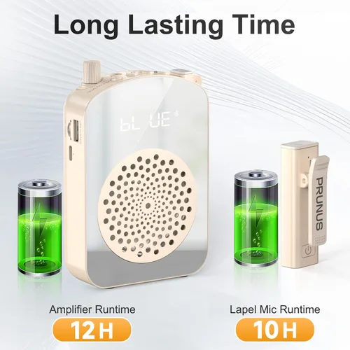 Miniatura 5 de PRUNUS Amplificador de voz A10 inalámbrico con micrófono Lavalier carga y almacenamiento, amplificador de voz portátil con altavoz de micrófono