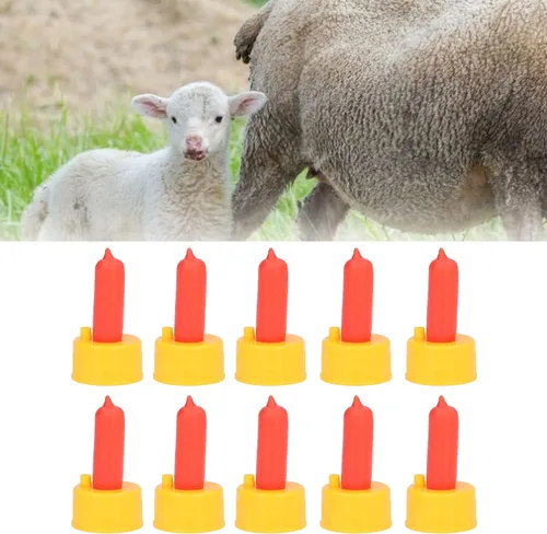 Miniatura 3 de 10 Uds. Leche de cordero Beber pezón de alimentación de enfermería de ovejas para biberones de animales huérfanos rojo