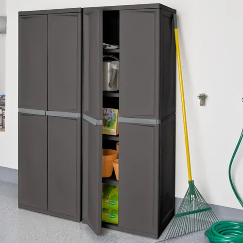 Miniatura 2 de Sterilite Gabinete de 4 estantes, almacenamiento útil con cerradura y estantes ajustables, gris - Unidad de estanterías de plástico para organizar