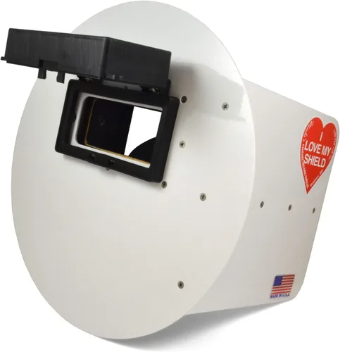 Wendy's Casco con capucha de soldadura para panqueques con correa, diestro, lente abatible blanca
