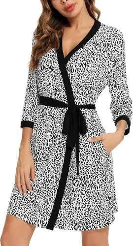 Miniatura 3 de Anjue Bata para mujer, kimono, bata corta de bambú, suave, ropa de dormir para mujer, tallas S-XXL