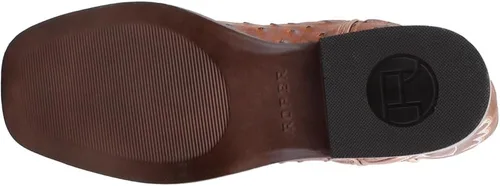Miniatura 7 de ROPER Hombres Bumps Avestruz Punta cuadrada Botas Casual Mid Calf - Marrón, Blanco