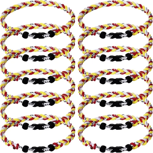 Miniatura 18 de Zeyune Collar de béisbol de 18 pulgadas para niños, tres cuerdas trenzadas, tornado, titanio, collar de cuerda de béisbol para hombre